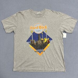 Hard Rock Cafe New York Graphic T-Shirt Short Sleeve Guitar Heather Gray Mens XL